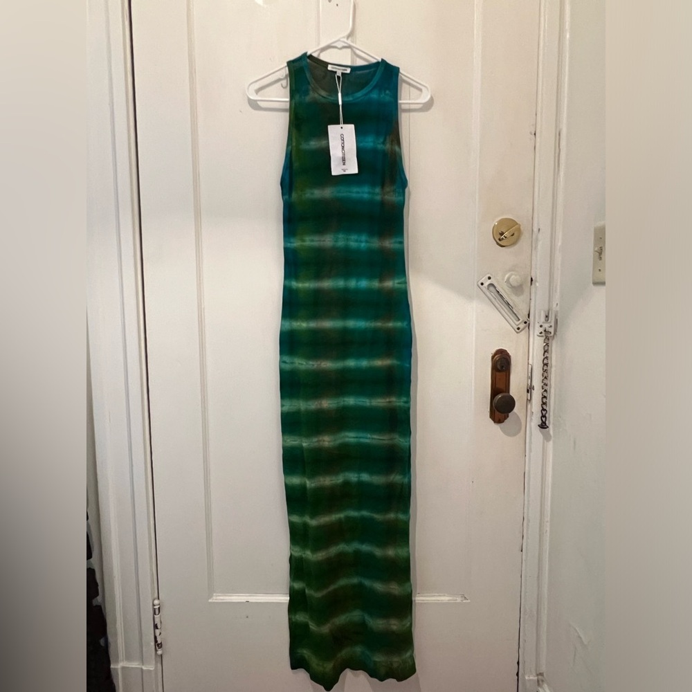 Sleeveless Green Tie-Dye Maxi Dress